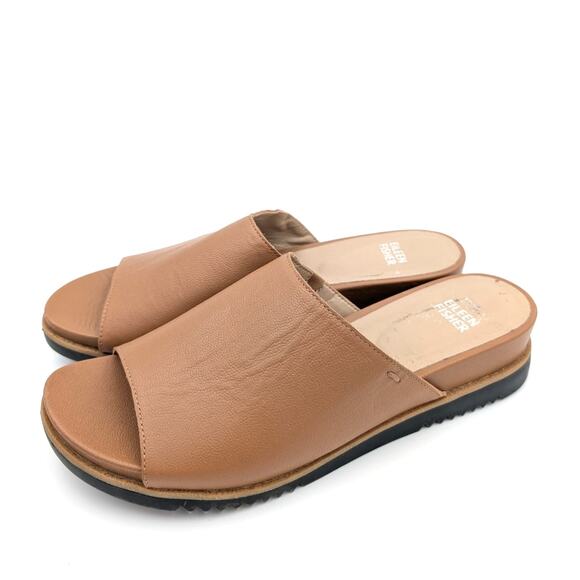 Eileen Fisher Tan Slide Sandals - Picture 1 of 12
